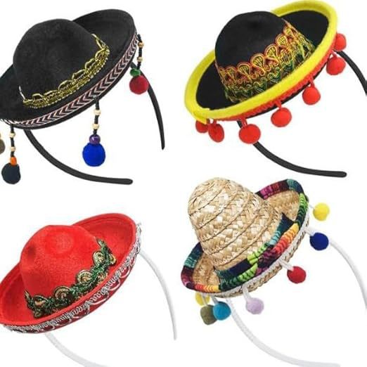 Carnaval adulto niño sombrero mexicano bandas de pelo pequeño sombrero fiesta mini sombrero mexicano