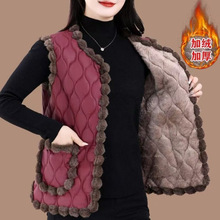 中老年女秋冬外套洋气坎肩马夹背心中年妈妈冬装轻薄加绒棉服上衣