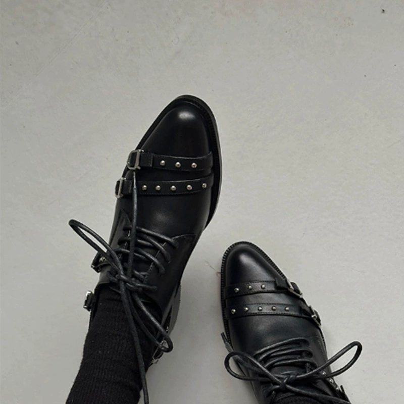 Leather metal universal loafers platform, footwear English style, high shoes for leather shoes, British style, for teenagers