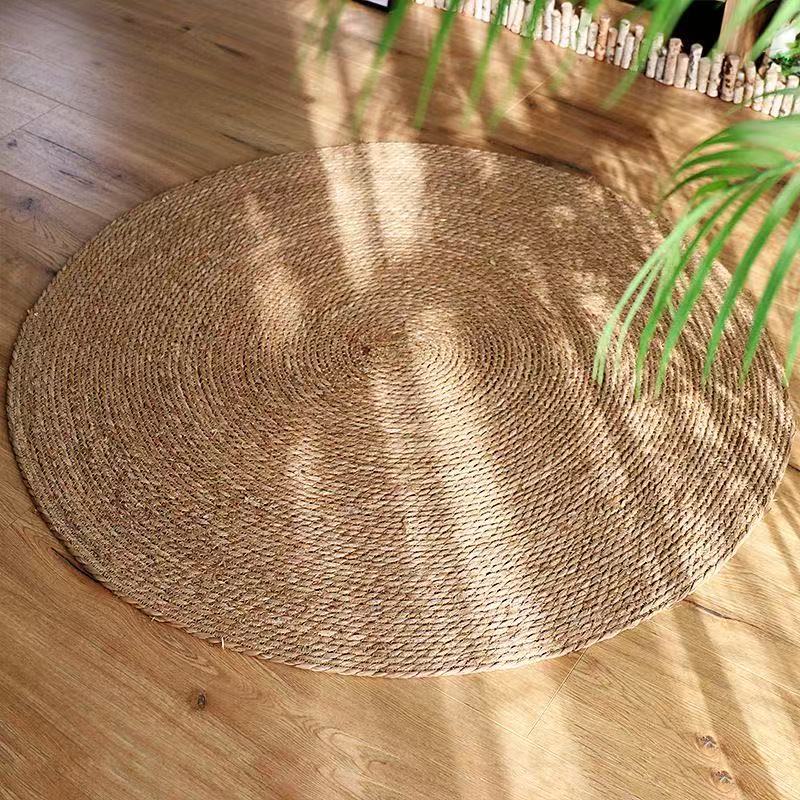 Nordic rattan and reed hand-woven carpet and floor mat, light luxury style, for clothing stores, living rooms, bedrooms, decorative photography mats Nordic rattan and reed hand-woven carpet and floor mat, light luxury style, for clothing stores, living rooms, bedrooms, decorative photography mats