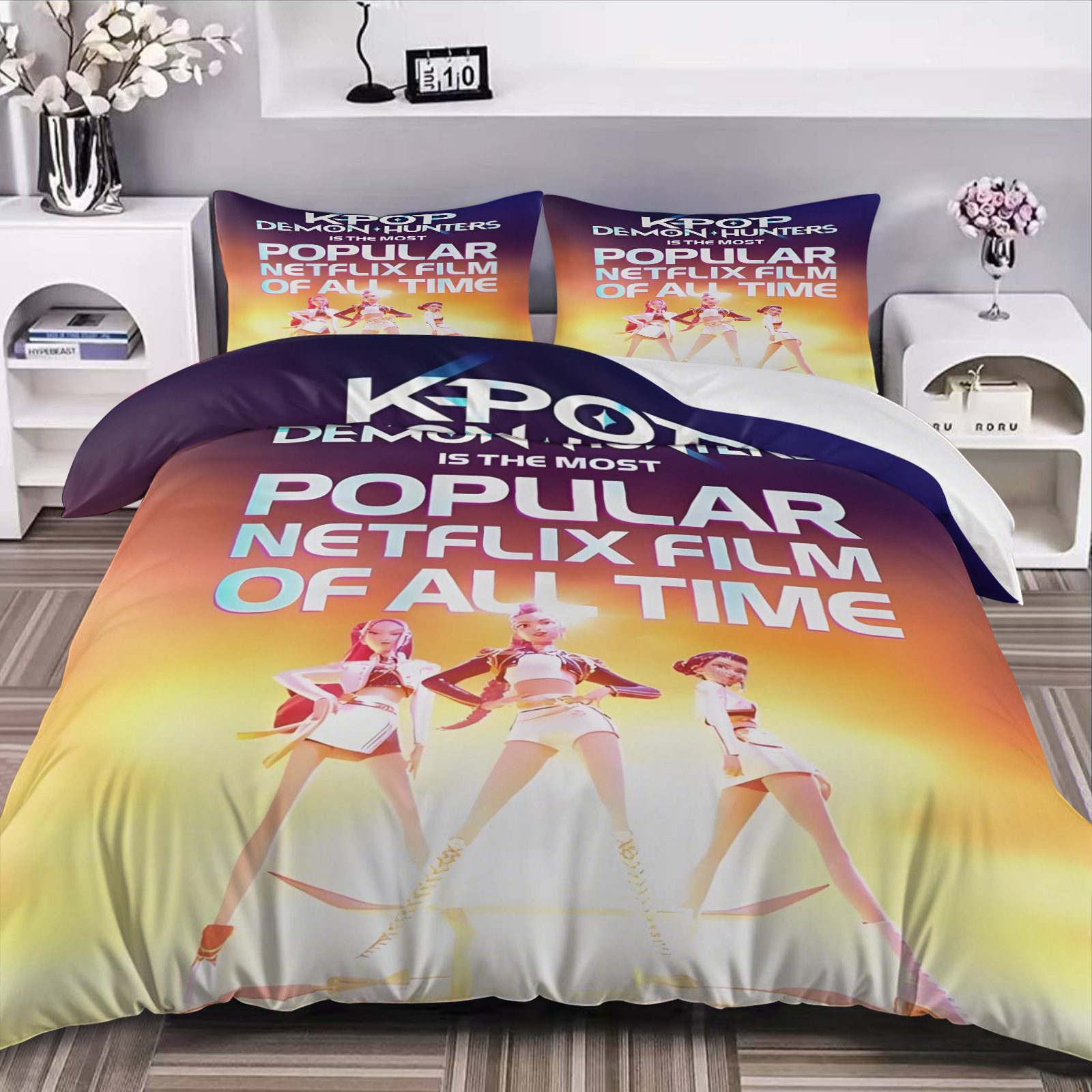 Caza de brujas K-POP tres piezas Amazon AliExpress edredón impresión digital 3D transfronteriza Nantong puente de piedra