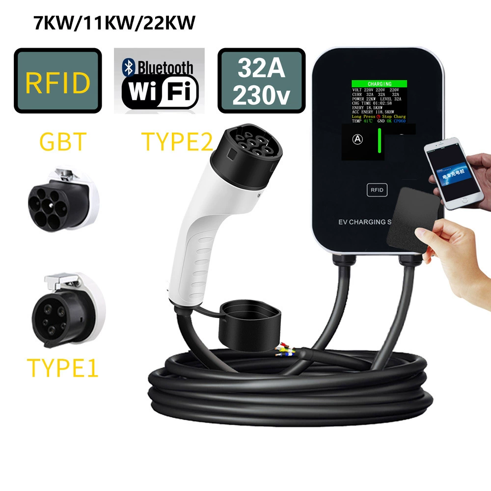 Европейский стандарт TYPE2 США стандарт TYPE1 переменного тока зарядная свая 7/11/22KW новая энергия электрический автомобиль настенная зарядка