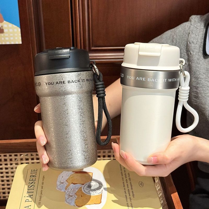 简约双饮口咖啡杯便携车载保冷随行水杯高颜值316不锈钢保温杯|undefined