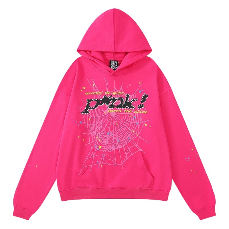 Sp5der cantante de hip hop europeo y americano mismo estilo carta de espuma 555555 impreso hombres y mujeres pareja suéter con capucha moda