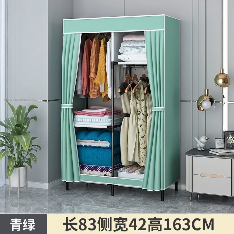 Fábrica directa simple armario dormitorio doméstico duradero ensamblaje armario de tela dormitorio alquiler de vivienda estante de piso pequeño