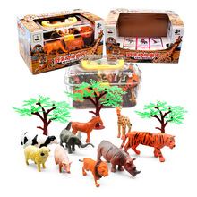 严选ebay亚马逊跨境儿童玩具套装狮子老虎仿真动物模型手提盒装
