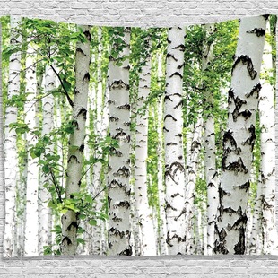 Forest Tapestry Birch Tree in Forest Summer Wildlife Nature Theme Decoration Factory Direct Sale