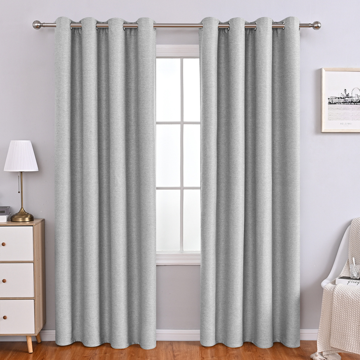 Cortinas opacas de lino de doble cara estilo japonés para dormitorio, sala de estar, balcón, cortinas de protección solar, sensación de alta gama, venta transfronteriza, venta al por mayor en stock