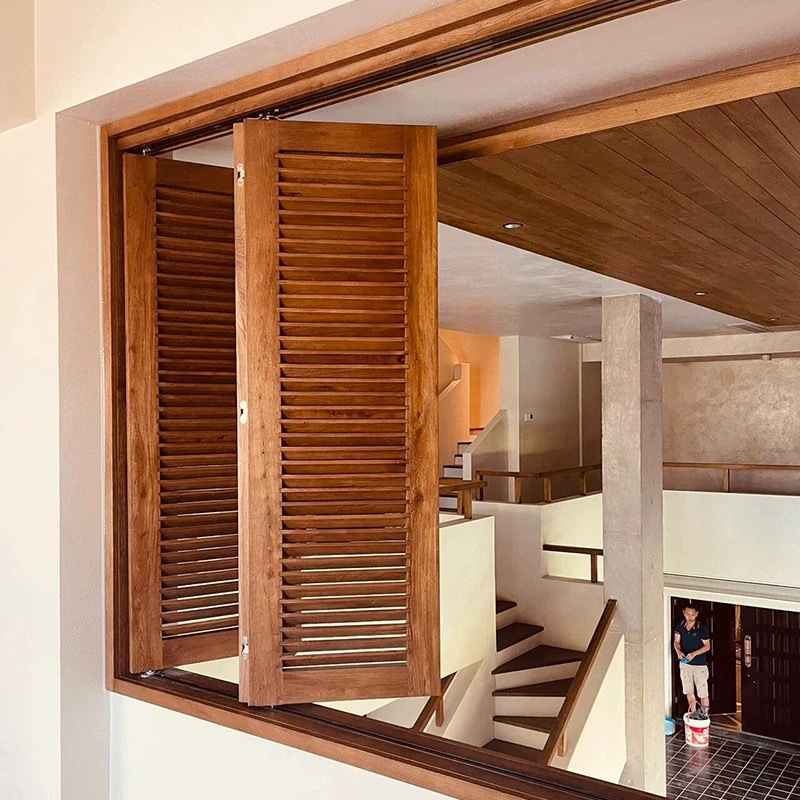 Retro Solid Wooden Doors All Elm Wood Doors and Windows Coffee Milk Tea Doors and Windows Folding Doors and Windows Old-fashioned Wooden Doors and Windows