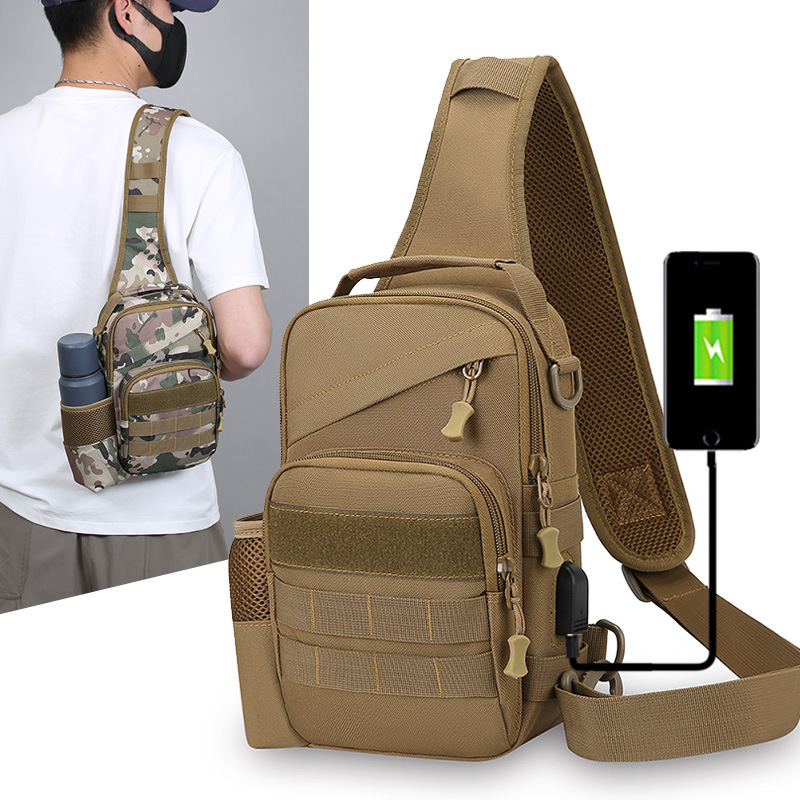 Bolso de pecho al por mayor de fábrica para hombres y mujeres nuevo bolso diagonal de un solo hombro al aire libre mochila pequeña bolsa táctica multifuncional para viajes y ciclismo