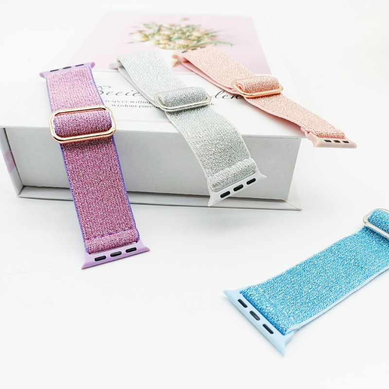Nuevo adecuado para Apple reloj Correa elástico ajustable hebilla brillo iwatch Correa Apple correa de nylon