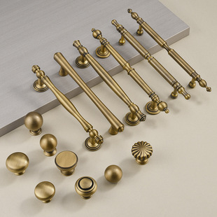 Factory Direct French Yellow Bronze Middle Style Cabinet Door Handle Cabinet Door Drawer Shoe Cabinet Door Brass Handle