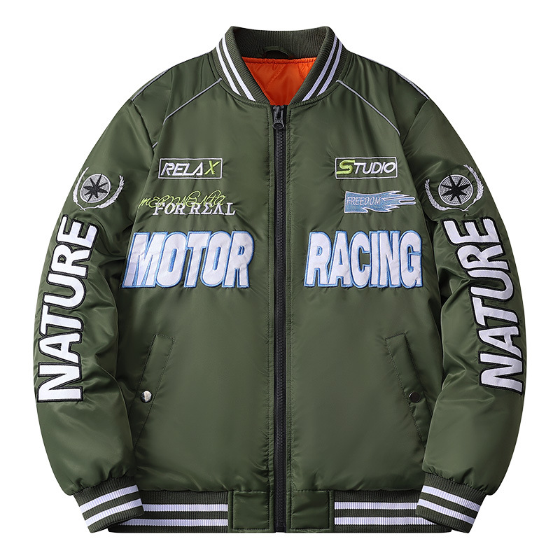 Thickened flight men's new autumn winter loose baseball fashionable and handsome motorcycle cotton jacket_voghion.com