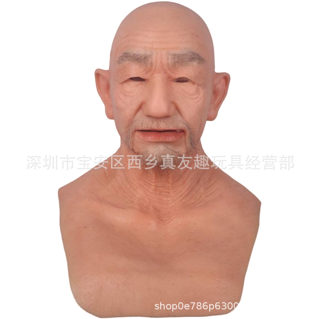 Tapón de anciano transfronterizo Tapón de rostro de anciana Peluca Máscara de anciano Máscara de látex humanoide de Halloween en stock