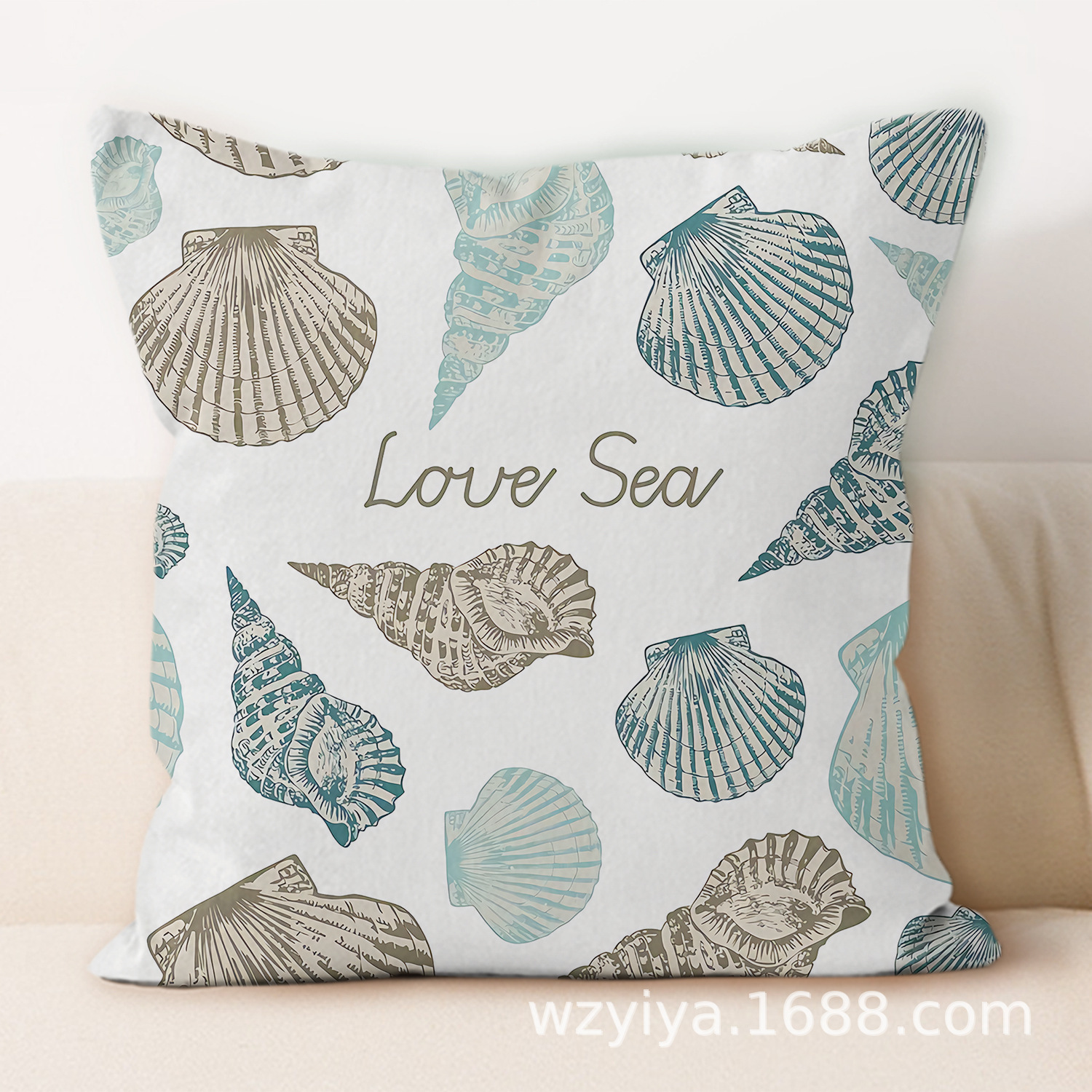Sea shell impresión almohada de abrazo simple moderno sofá en el hogar cojín de respaldo decoración desmontable cuadrado almohada de cabeza de cama