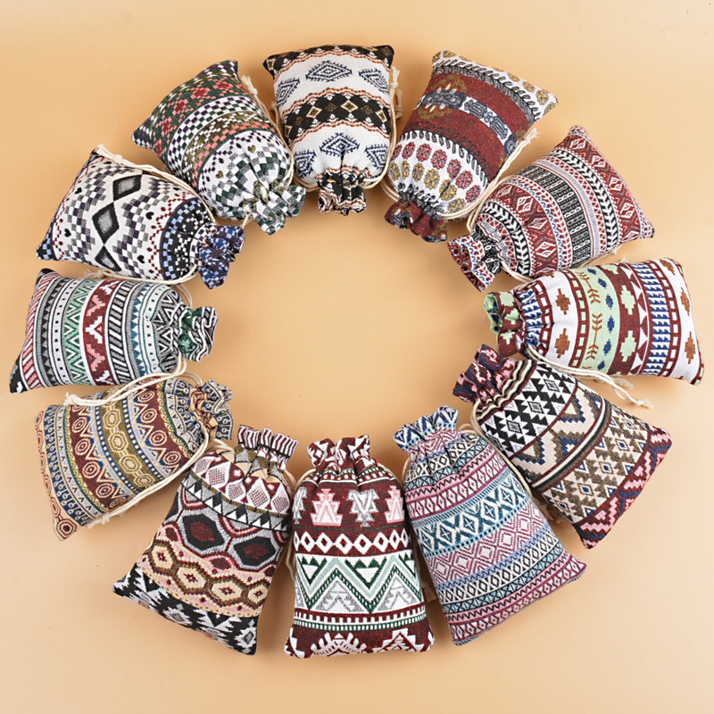 现货墨西哥风格棉布束口袋首饰香囊包装小礼品戒指耳环收纳包装袋