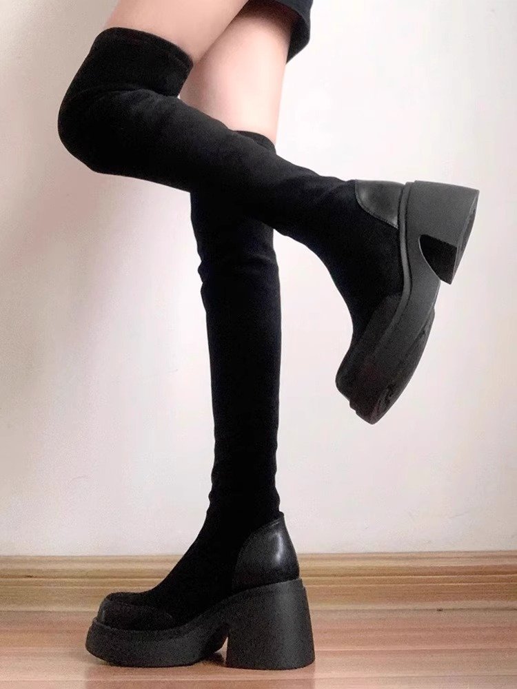 2023 Nuovo autunno elastico sottile ginocchio sopra stivali da cavaliere alti Stivali piccoli e alti_voghion.com