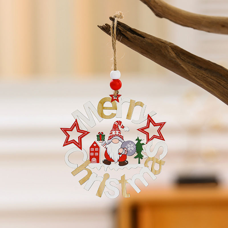 Nuevo hueco colgante de madera de Navidad adornos colgantes árbol de Navidad pequeño colgante sin rostro ancianos decoraciones de Navidad