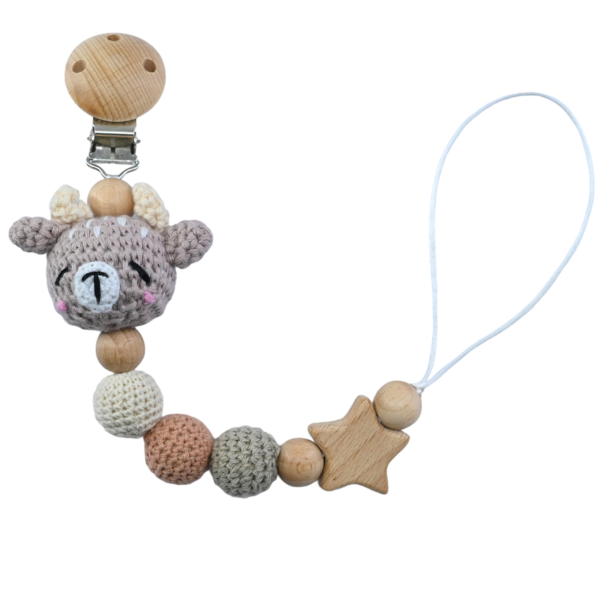 Cadena anti-caída de ganchillo Cadena de mordedor para bebés Palo molar para bebés Juguete Cuerda anti-pérdida Pegamento para morderse Cadena de chupete para bebés