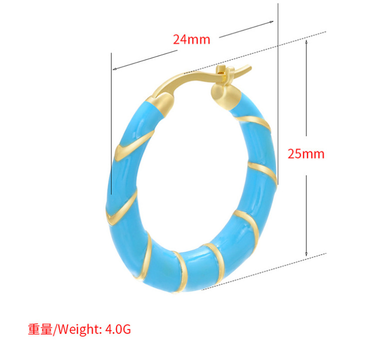 Foreign Trade Oil Drop Big Earrings Color Drop Oil Golden Spiral Pattern Copper Ear Ring Cross-border Jewelry display picture 2