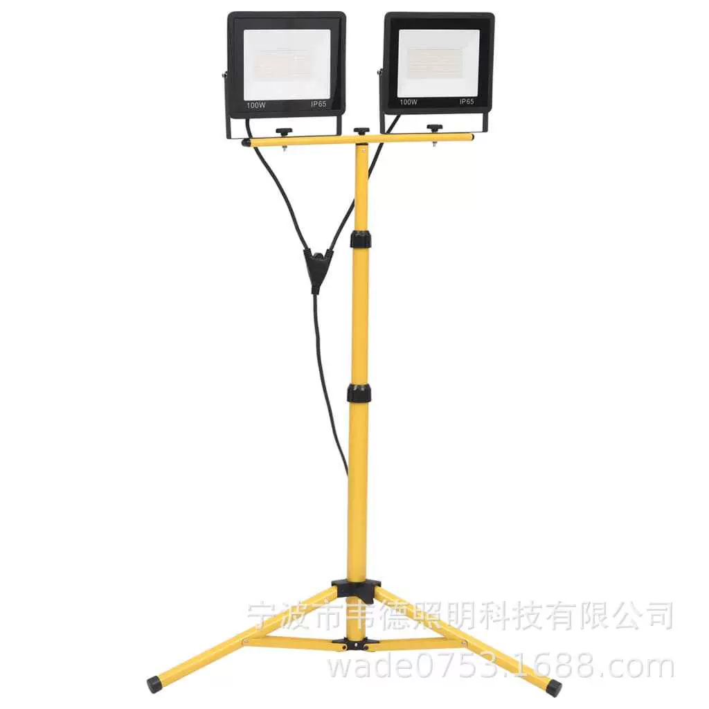 韦德原厂直供双头100W立式三脚架投光灯便携式轻型照明灯强光户外