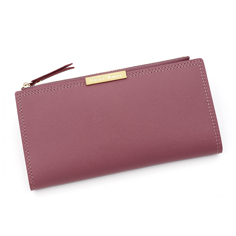 Cartera larga para mujer elegante y simple, bolso para tarjeta de gran capacidad, monedero, embrague, billetera con cremallera, suministro directo transfronterizo