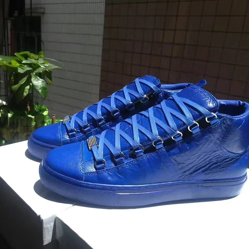 In-Stock Popular Solid Color Pleated Leather High-Top Sneakers Unisex Classic Versatile High Version Casual German Training Shoes