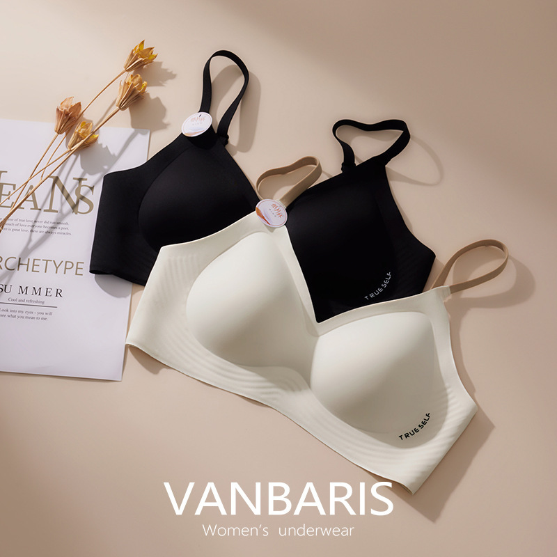 Vanbaris Goddess Big Breasts Appear Smaller, Round and Push-Up Fixed Cup Anti-Sagging Comfortable Push-Up Thin Seamless Intimates