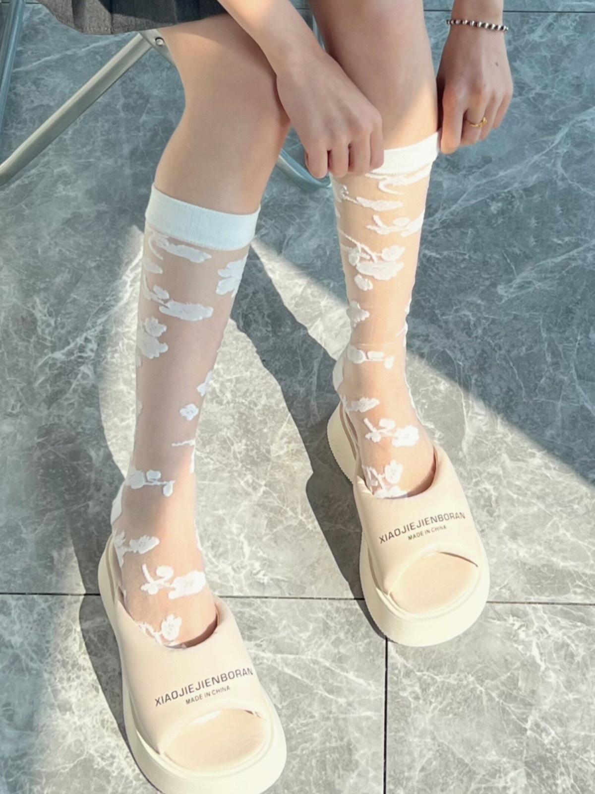 Summer, Spring Season A Pair Modern Style Women's Flower Polyester Cotton Polyester Crew Socks