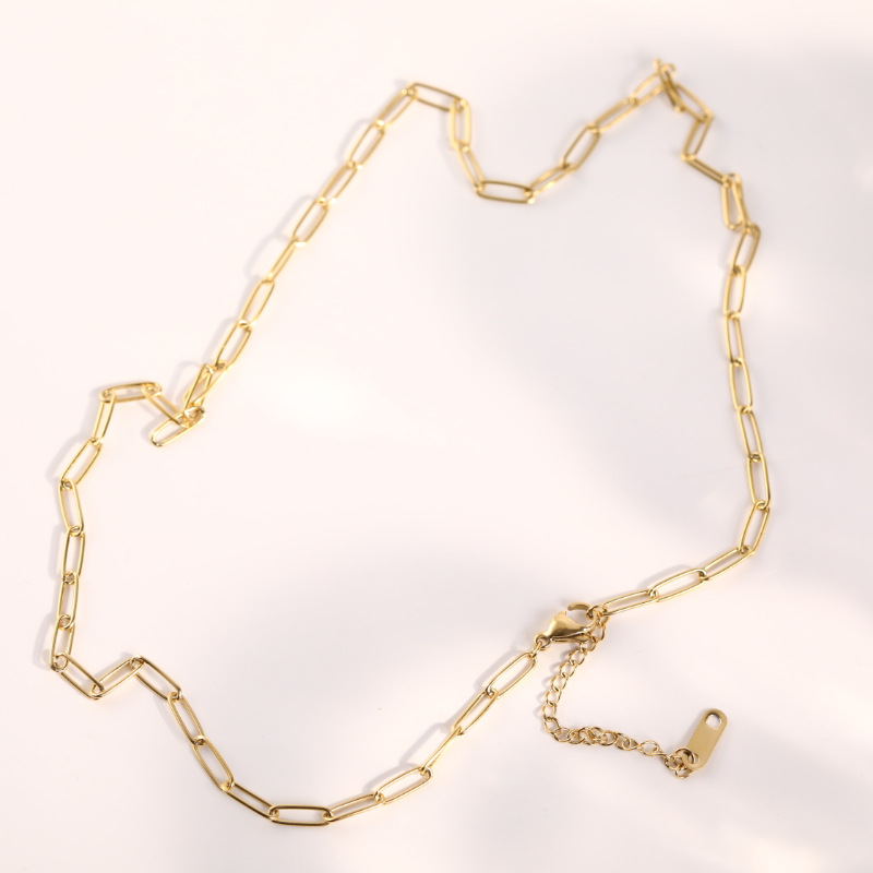 Simple Basic Chain Stainless Steel 18k Stacking With Plain Chain Paper Clip Chain display picture 5