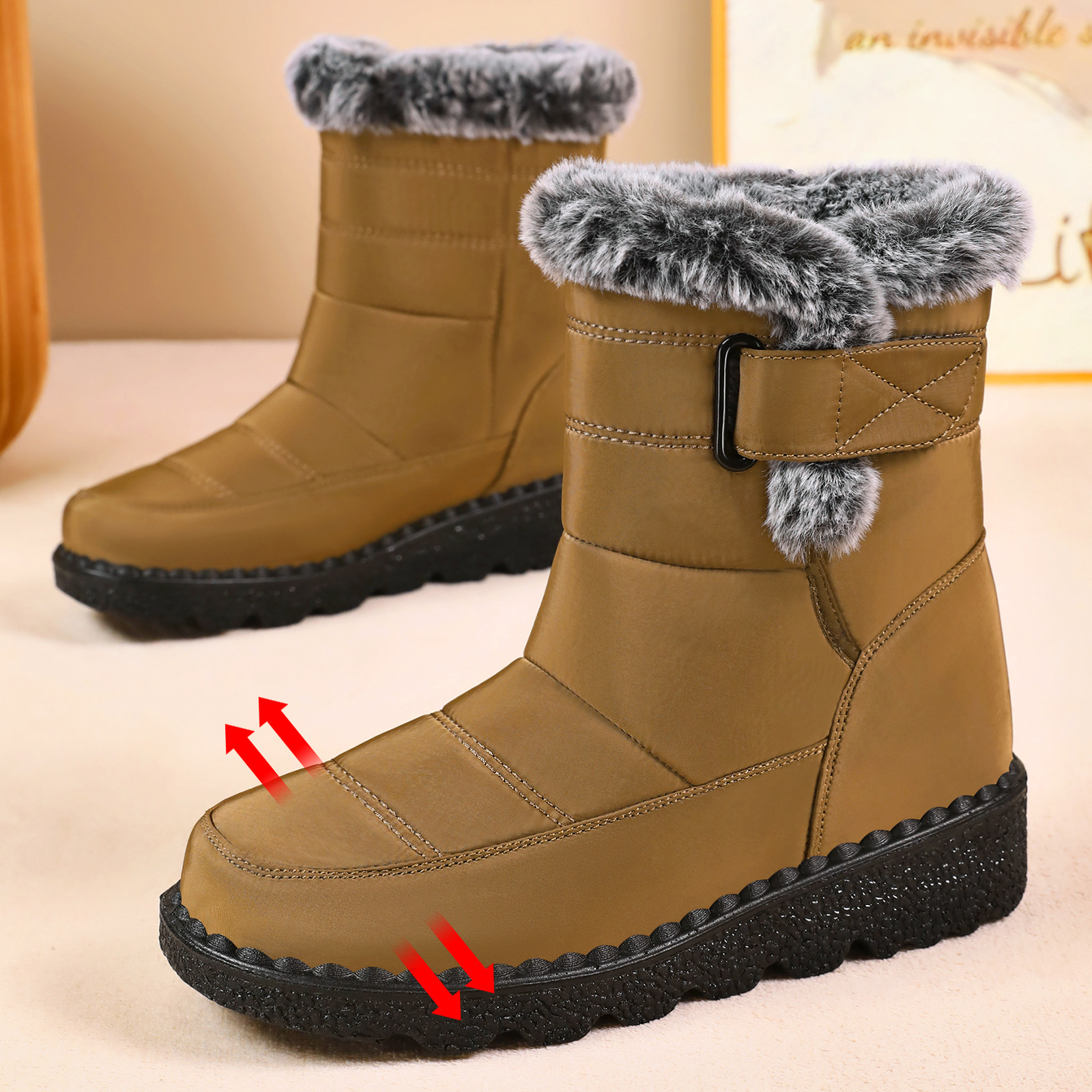Zapatos de algodón de invierno de mujeres transfronterizas botas de nieve de poliuretano botas de mujer gruesas botas de algodón calentamiento