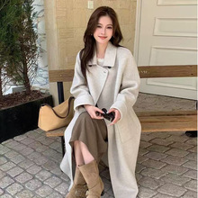 长款双面羊绒大衣女2025秋冬新款双面羊毛大衣气质直筒毛呢外套