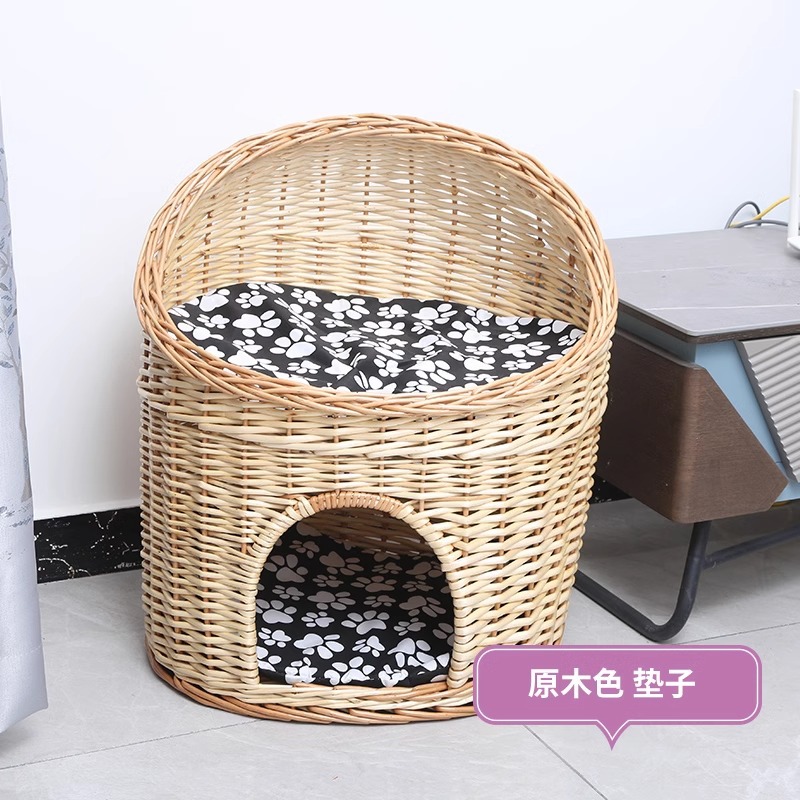 Casa de ratas tejida felina de sauce cuatro estaciones generales de verano desmontable felina perros pequeños y medianos Teddy tejido felina de mascotas