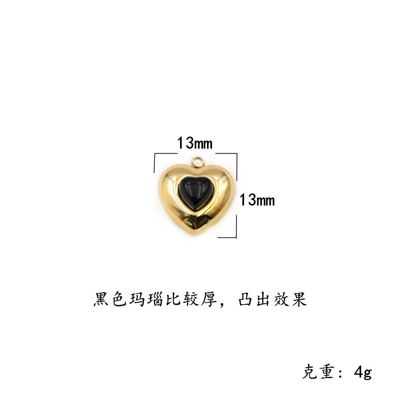 95# heart black agate