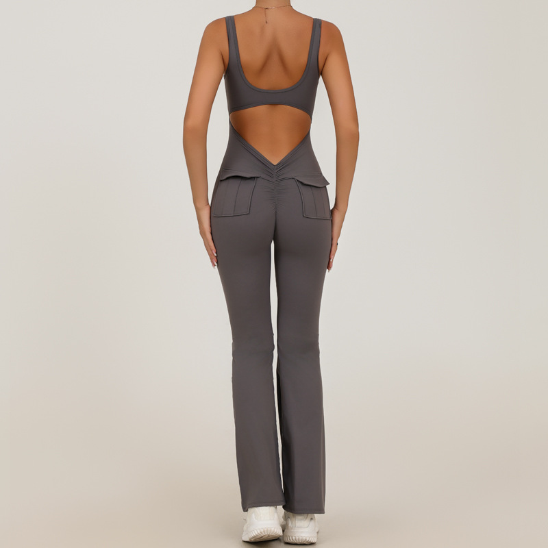 Europa y los Estados Unidos transfronterizos huecos belleza de yoga de espaldas uniones de mujer ropa de elevación de caderas herramientas de bolsillo pantalones deportivos de fitness