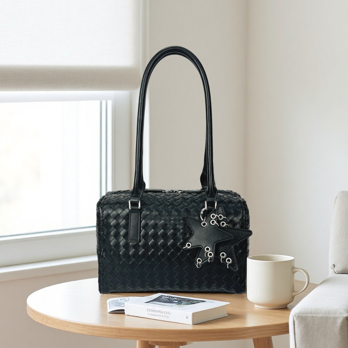 2026 New Arrival Woven Office Briefcase Underarm Bag For Women, Commuter Shoulder Handbag, Travel Star Pillow Bag