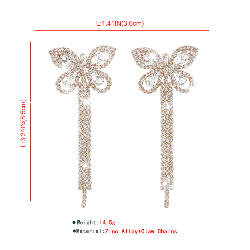 Pendientes De Borla De Mariposa De Diamante Completo Retro Al Por Mayor Nihaojewelry display picture 4