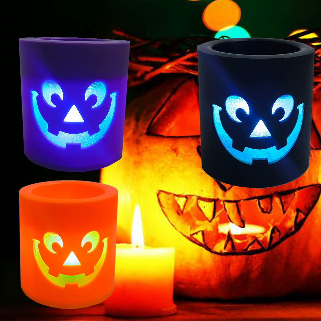 Амазонка Симулятор Творческие Декоративные Товары Оранжевый Хэллоуин Печатный Грачка Чайный Воск Светодиодная Электронная Свеча