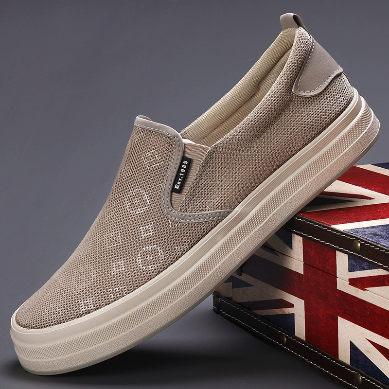 Мужские летние туфли 2025 года, новинка, в корейском стиле, универсальные, модные, повседневные, дышащие, удобные, слипоны, кроссовки.