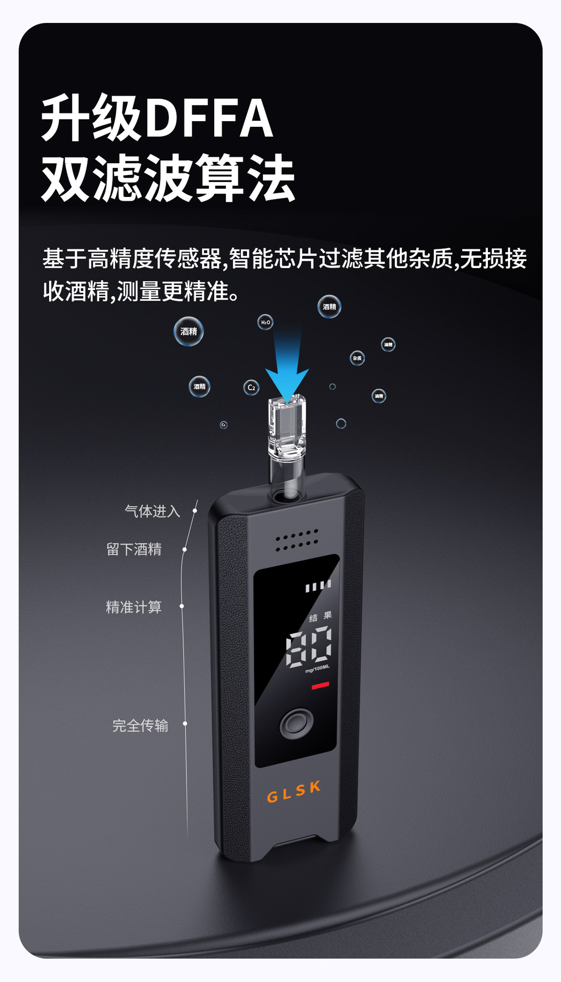 Portable Alcohol Concentration Tester Inspection Drunk Driving Alcohol Measurement Blowing Alcohol Tester