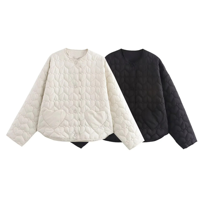 AliExpress wholesale 2024 ZA ladies casual heart-shaped pattern light quilted cotton jacket short coat 3046524