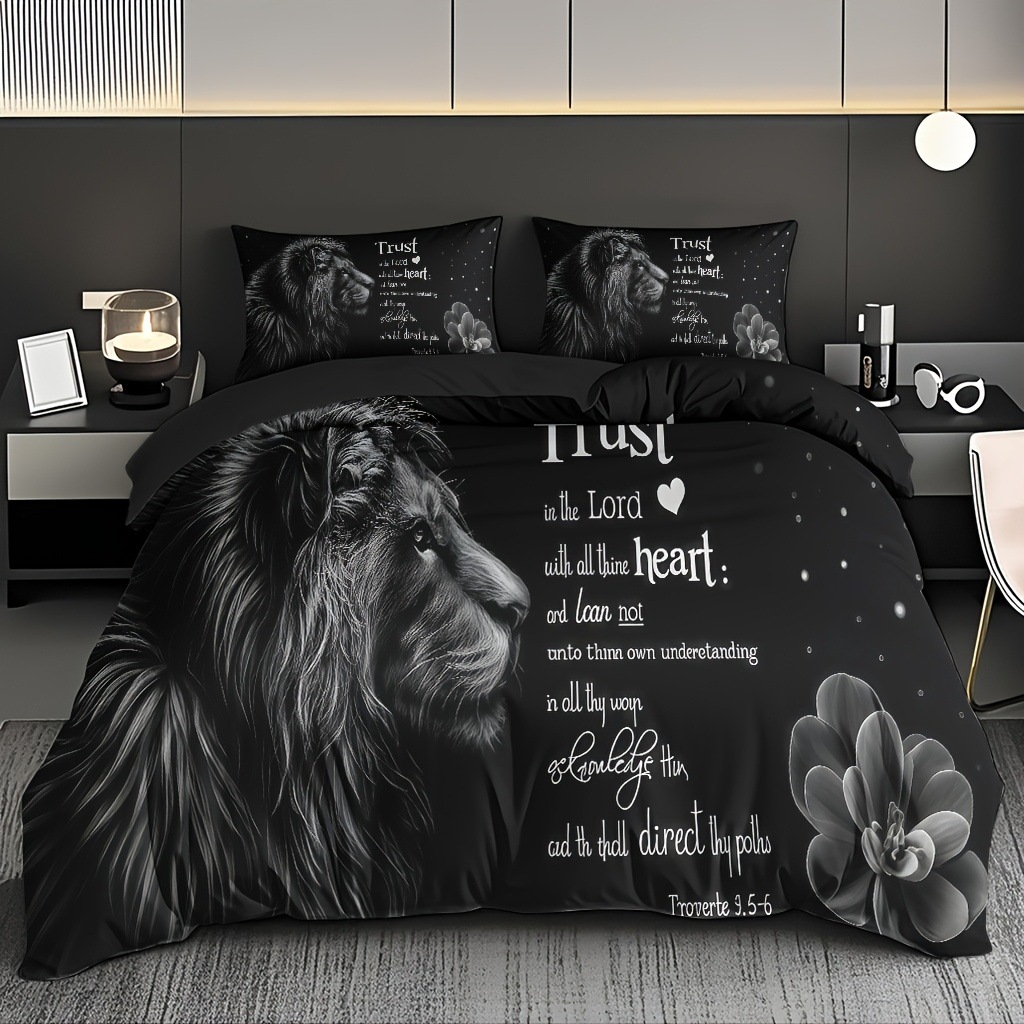 TEMU / JIT transfronterizo abrasivo textil doméstico impresión digital león colcha de cama Kit piel transpirable para diseñar