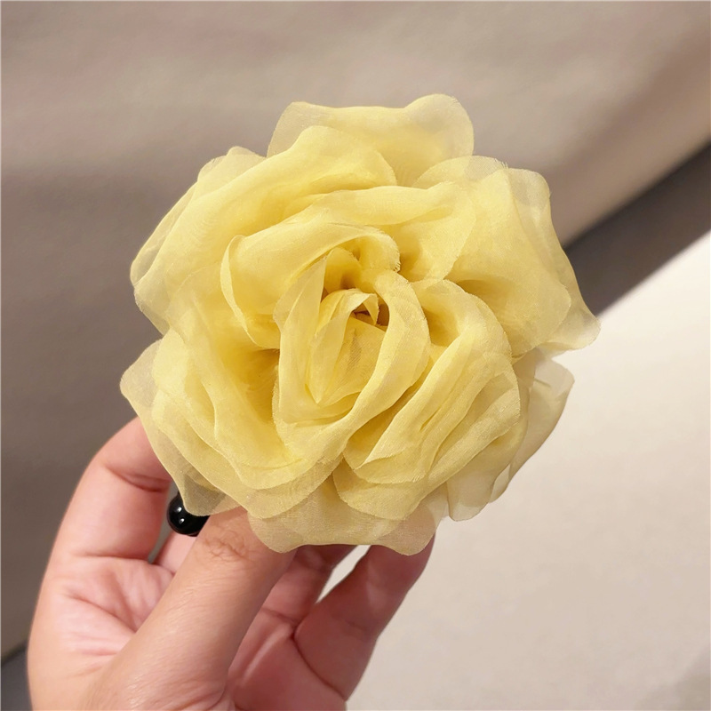 韩国新款高级感超仙玫瑰花朵抓夹扎发鲨鱼夹后脑勺夹子头饰发饰女|undefined