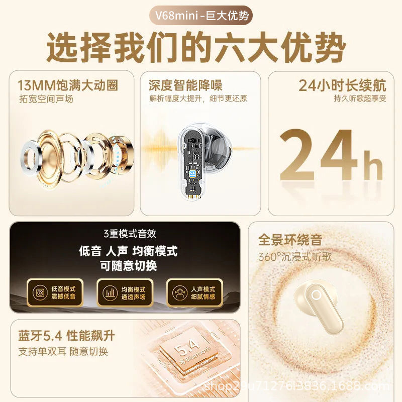 2025 新しい Bluetooth ヘッドセットワイヤレスショートハンドルセミインイヤーミニ超長バッテリー寿命高音質ノイズリダクションゲーム|undefined