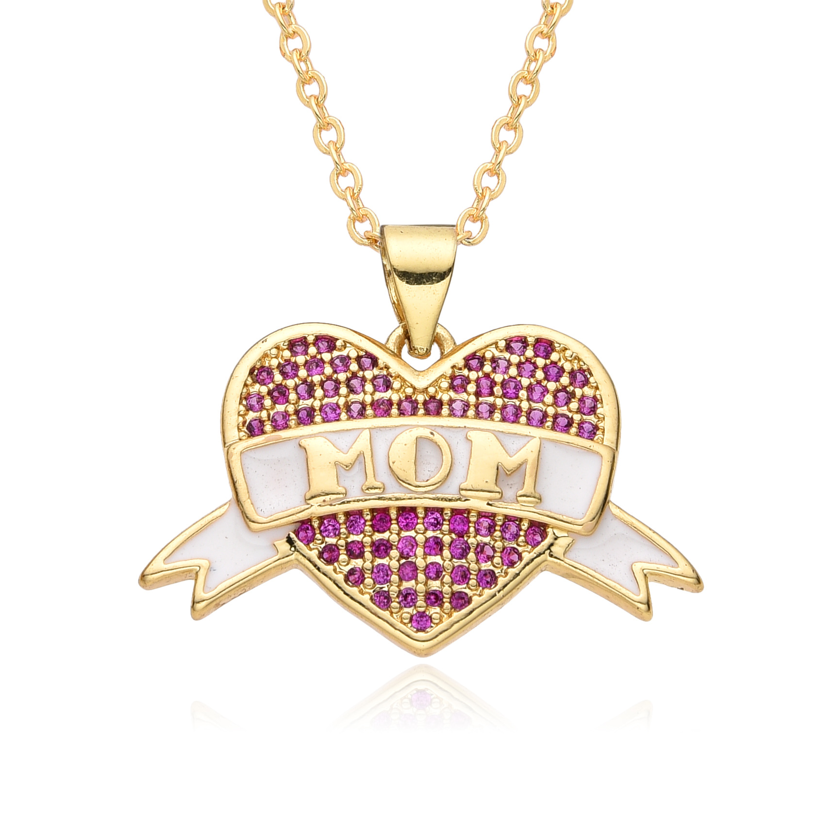 15g Weight Zircon Inlay Material Pendant Necklace Classification cable chain Chain Type 1 Piece Quantity Holiday, Daily Occasion Copper Material Mother'S Day Festival Letter, Heart Shape Pattern Women's Gender Inlay Design Casual, MAMA, Simple Style Style Copper Casual MAMA Simple Style Letter Heart Shape Inlay Zircon Pendant Necklace 2