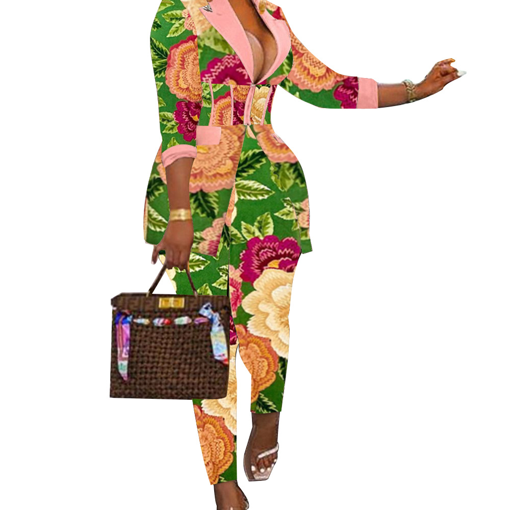 K10400 Amazon estación independiente suministro europeo y americano transfronterizo nuevo verde fruta collar traje pantalones traje de dos piezas al por mayor image 10