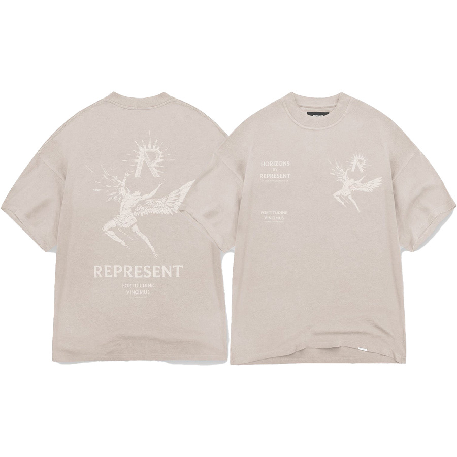 Marca de moda transfronteriza REPRESENT sol ala dios personaje lema logo hombre suelto casual camiseta de manga corta