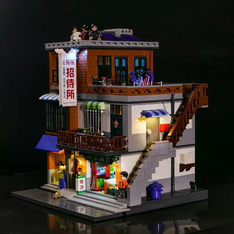 Сборка MOC для освещения подходит для Xingbao 01013 Улица пейзаж город Zhongcun Zhongcun Yaizhi Puza Вставка пульт дистанционного управления кросс-бордер
