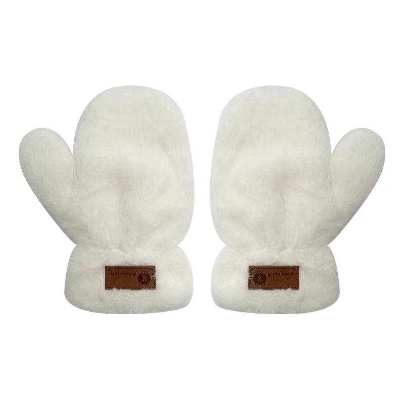 冬季保暖女可爱韩版加绒熊爪户外厂家外贸文创加厚毛绒猫爪手套