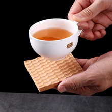 创意日式圆形隔热垫实木榉木藕片杯垫套装杯托轻奢茶道咖啡杯木垫